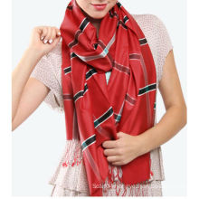 Latest Fashion 100% Silk Twill Jaquard Check scarf and Shawl